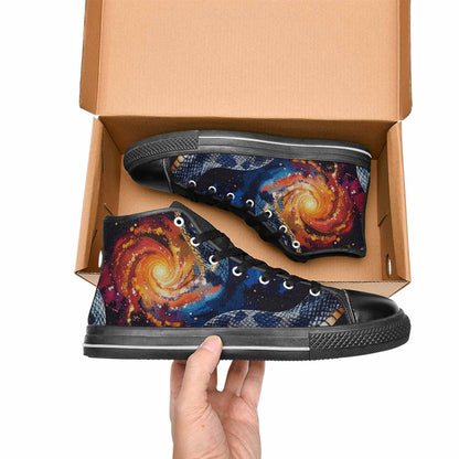 MEN'S Galaxy Snake Print High Top Canvas Dark Academia Custom Sneakers
