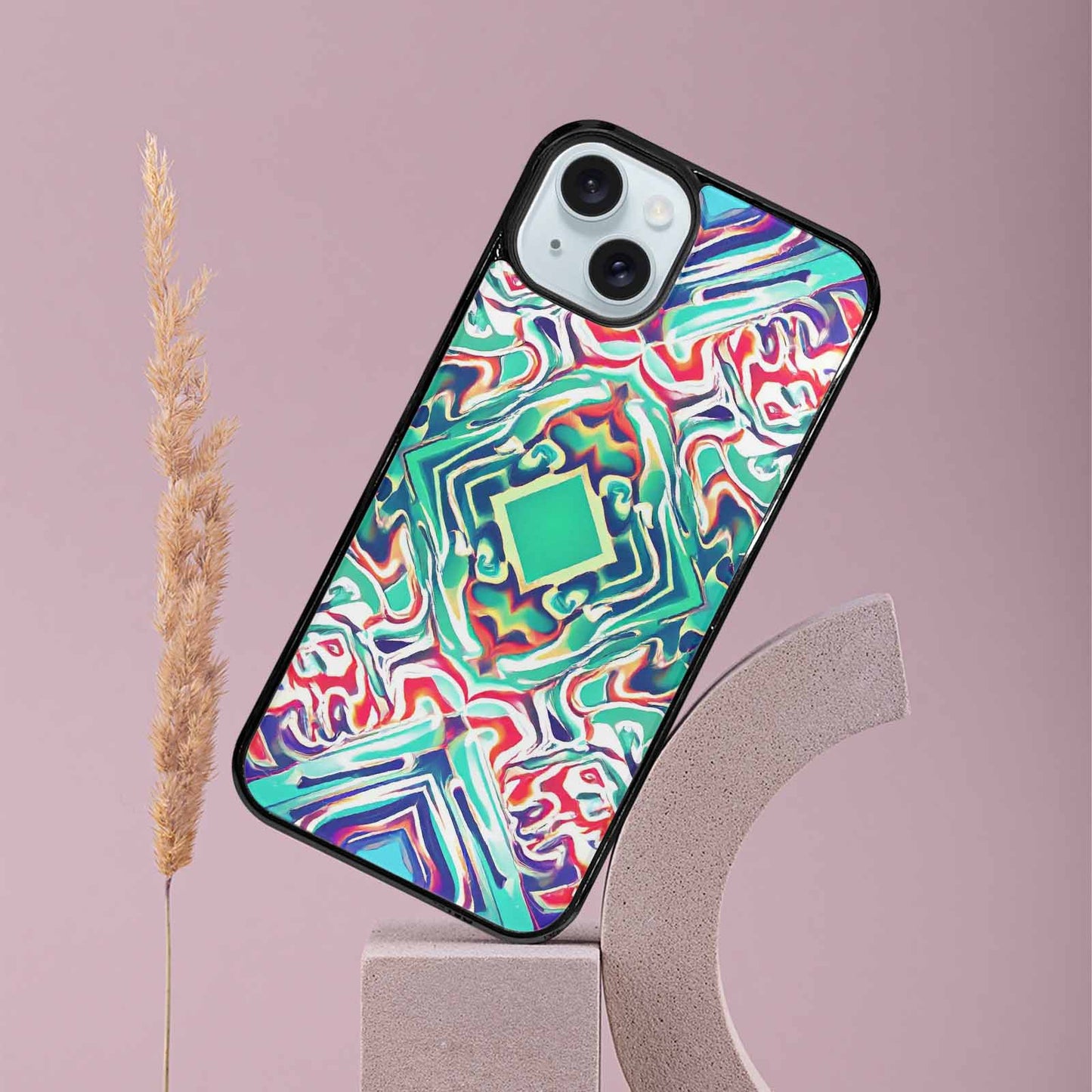 iPhone 15 Plus Case — Holographic Tribal Blaze, Custom Printed Phone Case