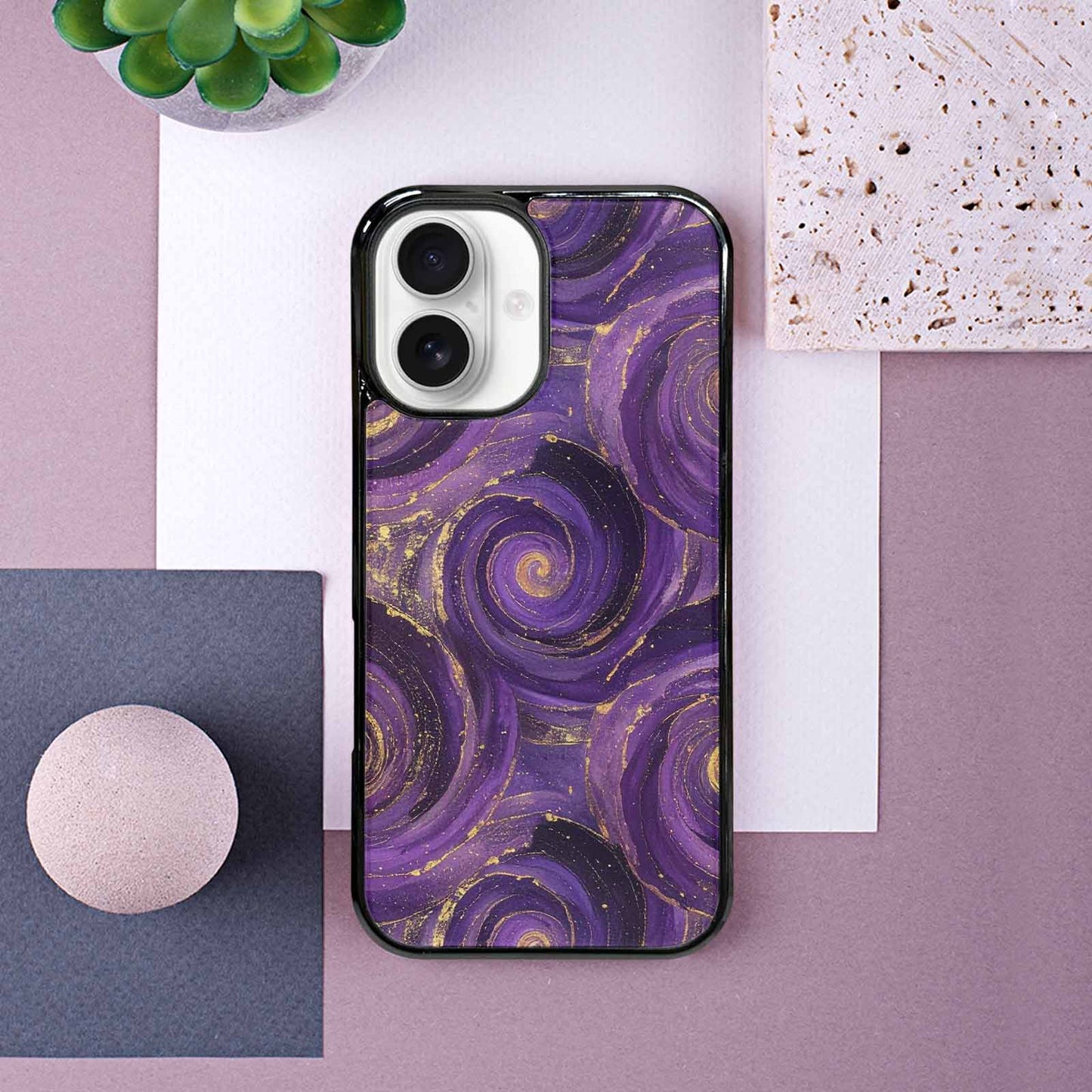 iPhone 16 Case — Swirling Brushstroke Starry Night Texture Blended, Custom Made Phone Cover