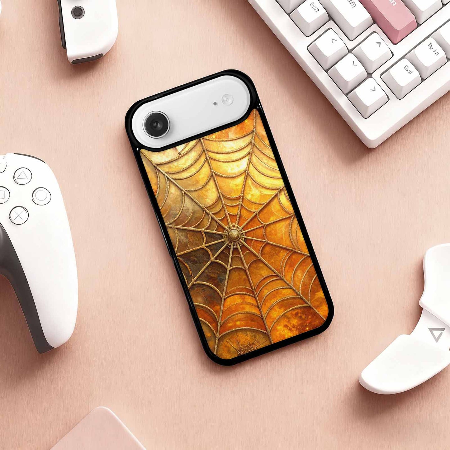 iPhone 17 Air Case — Foil Thanksgiving Spider Web Original Art, Original Design Phone Case