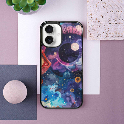 iPhone 16 Case — Cartoon Eyeballs Galaxy, Custom Made Phone Cover