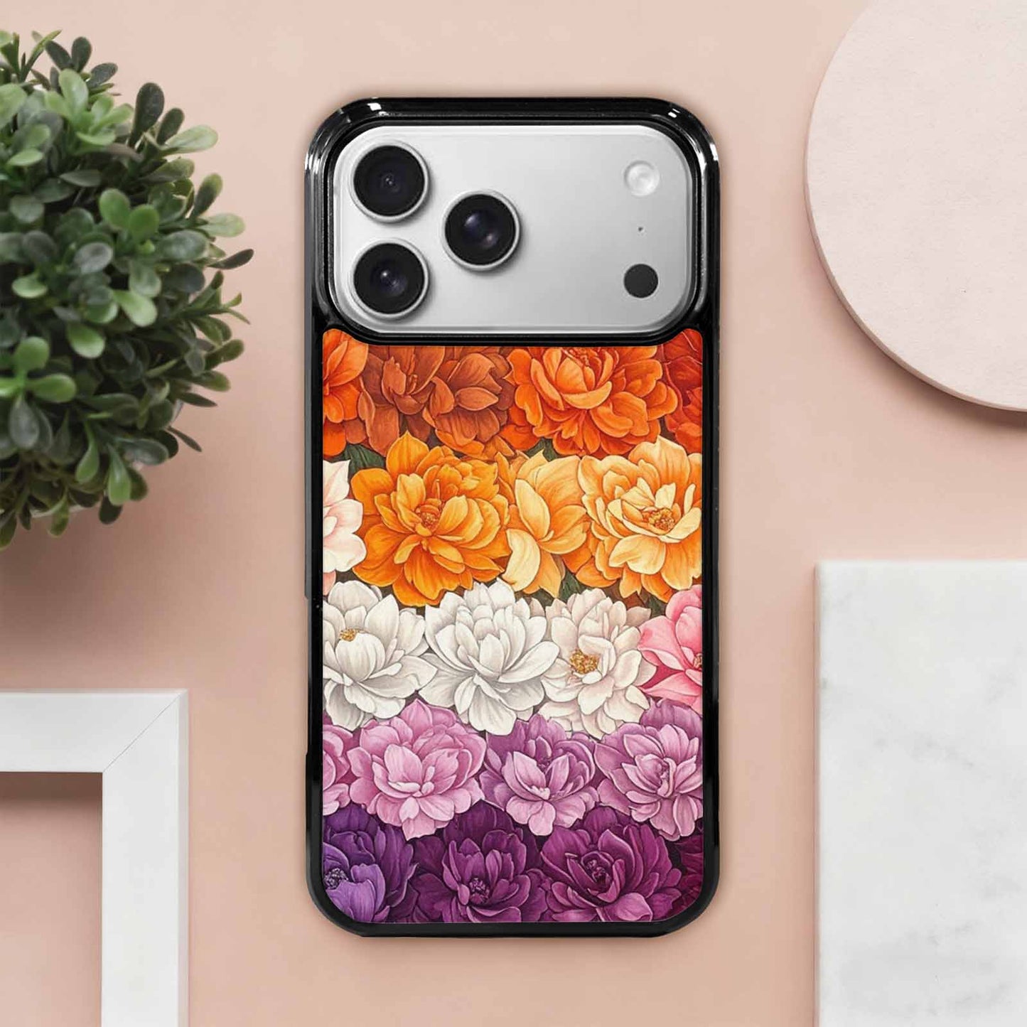iPhone 17 Pro Max Case — Lesbian Flag Color Theme Original Art, Custom Print Case Cover
