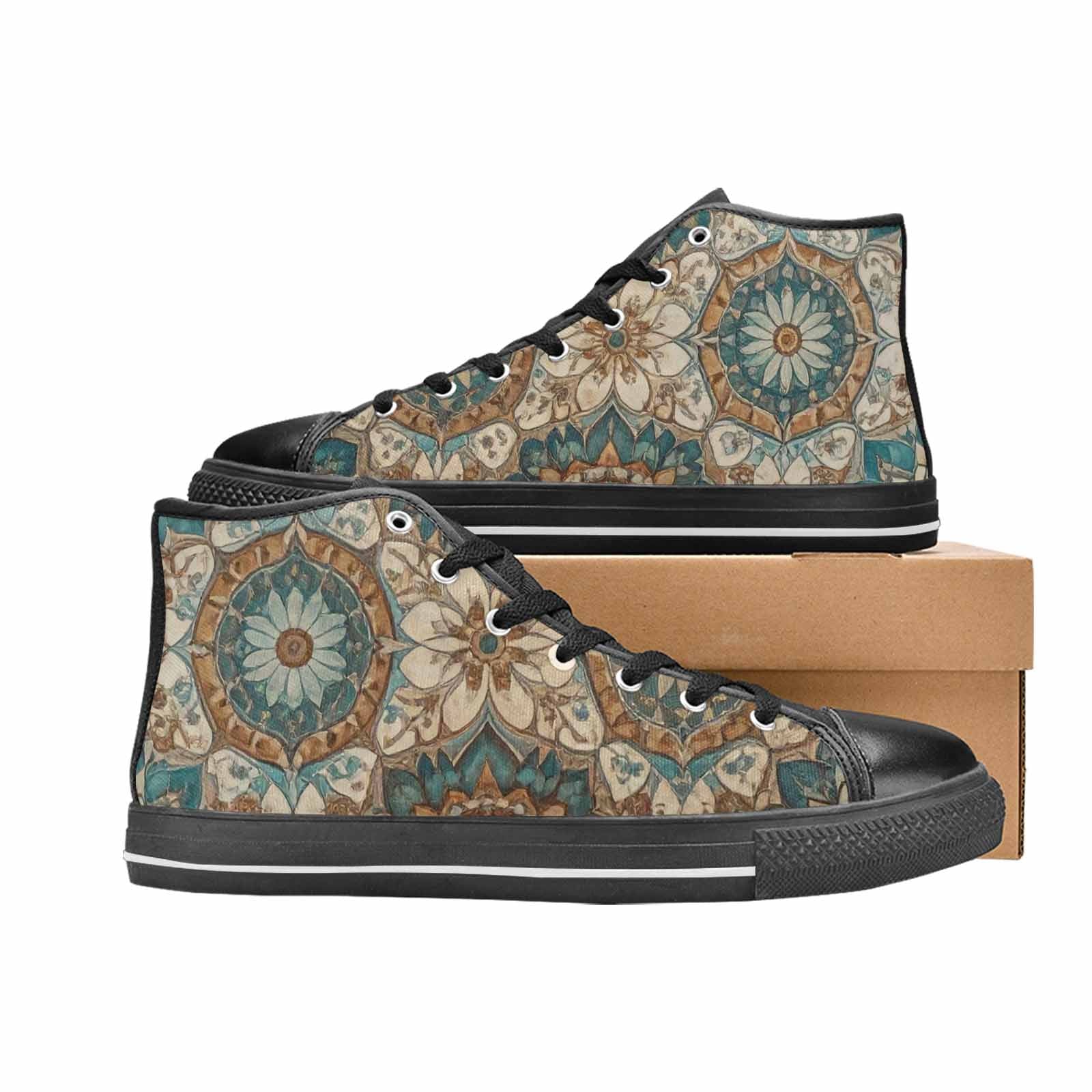 WOMEN'S Mandala High Top Canvas Wallpaper Art Sneakers