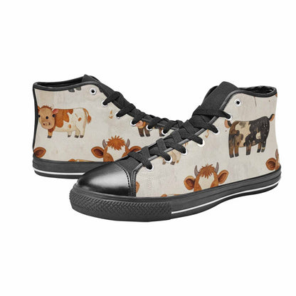 MEN'S Cow Animal Print High Top Canvas Neon Fantasy Sneakers