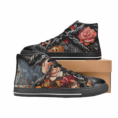 WOMEN'S Barbed Wire Chain High Top Canvas Vibrant Chaos Shoes