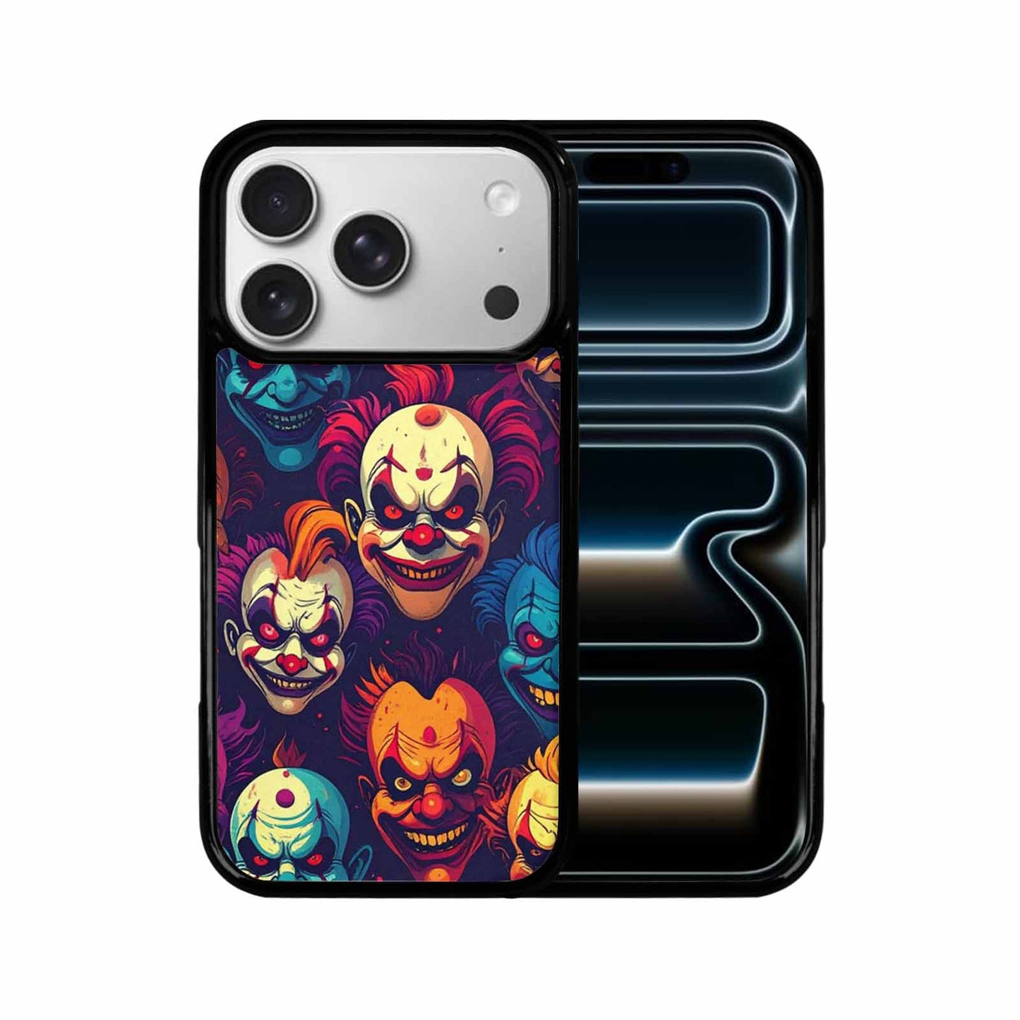 iPhone 17 Pro Case — Evil Clowns Heads Faces Overlapping Cartoon, Original Design Phone Case