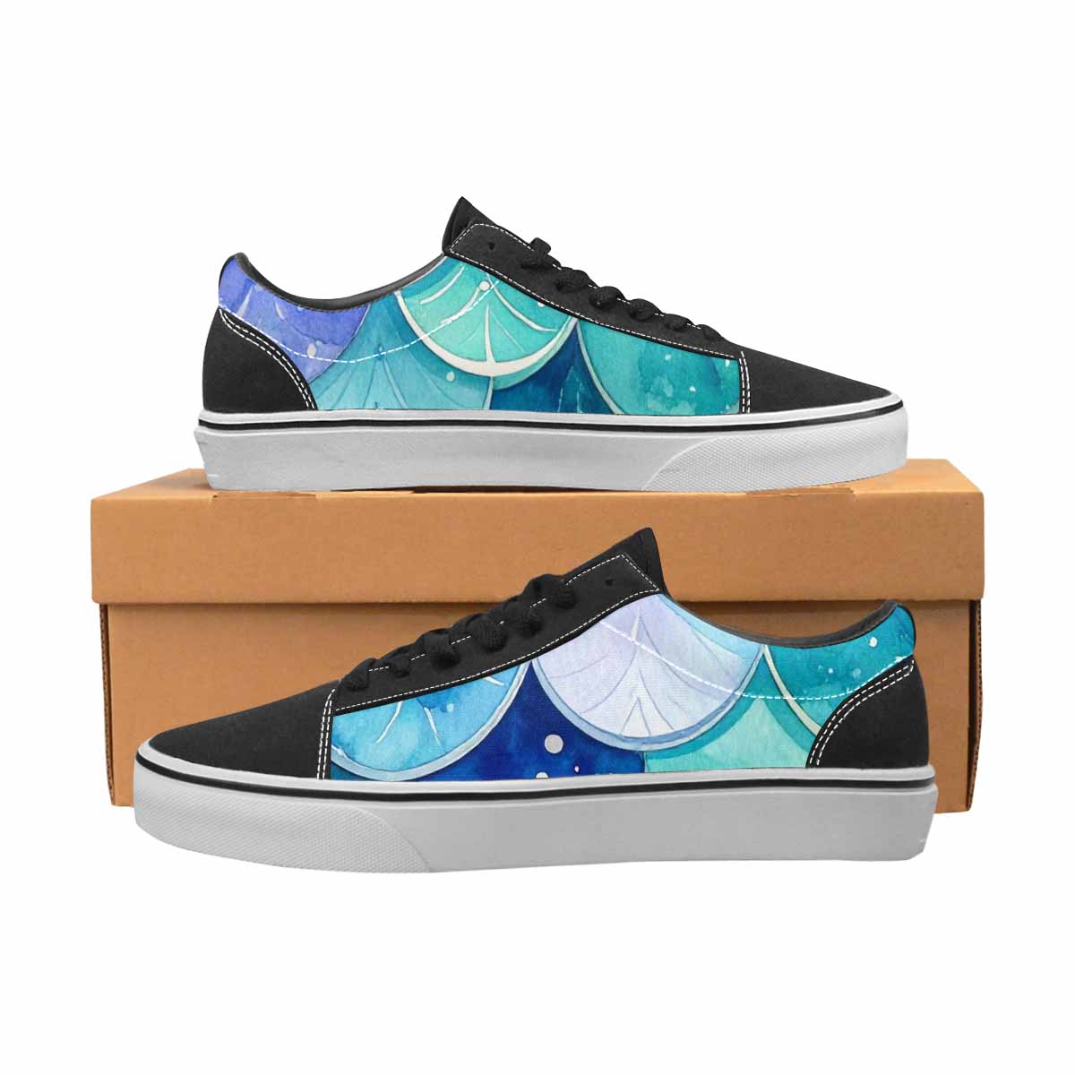 MEN'S Mermaid Scale Canvas Lace-Up Neon Fantasy Custom Shoes