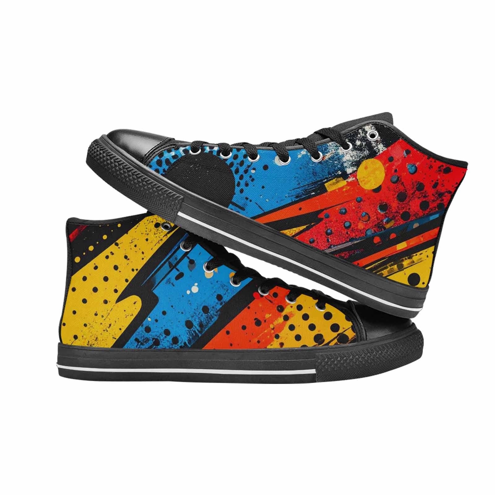 MEN'S Comic Book Halftone High Top Canvas Neon Fantasy Sneakers