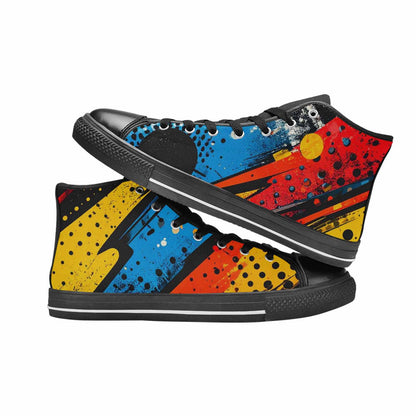 MEN'S Comic Book Halftone High Top Canvas Neon Fantasy Sneakers