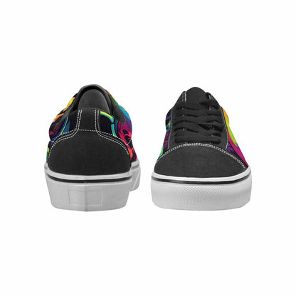 WOMEN'S 1000s Skulls Neon Camo Lace-Up Canvas Kaleidoscope Custom Sneakers