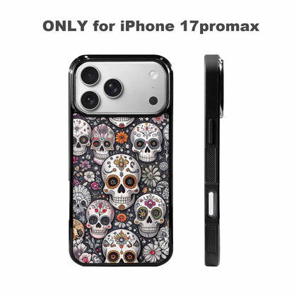 iPhone 17 Pro Max Case — Greyscale Black And White Gothic Skulls, Customized Protective Case