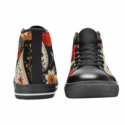WOMEN'S Paisley Bandana High Top Canvas Vibrant Chaos Sneakers