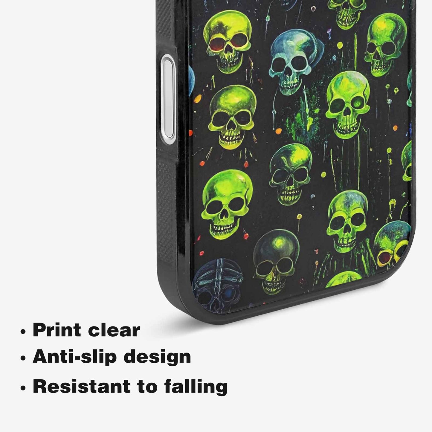 iPhone 16 Case — Skeletons Neon Green Glowskele Egb, Custom Printed Phone Case