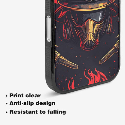 iPhone 16 Case — Firefighter Pattern Flames Axes Helmets Seamless, Custom Phone Case