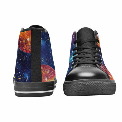 WOMEN'S Galaxy Snake Print High Top Canvas Vibrant Chaos Sneakers