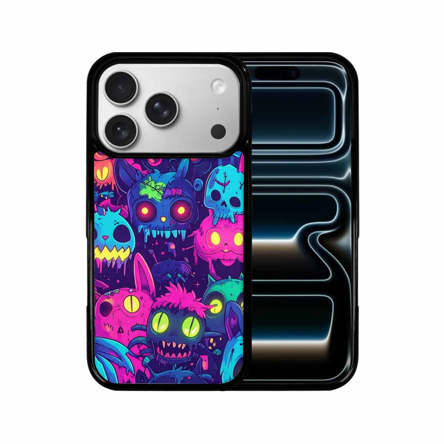 iPhone 17 Pro Case — Mixed Toxic Glow Creature Pattern Cartoon, Custom Print Case Cover