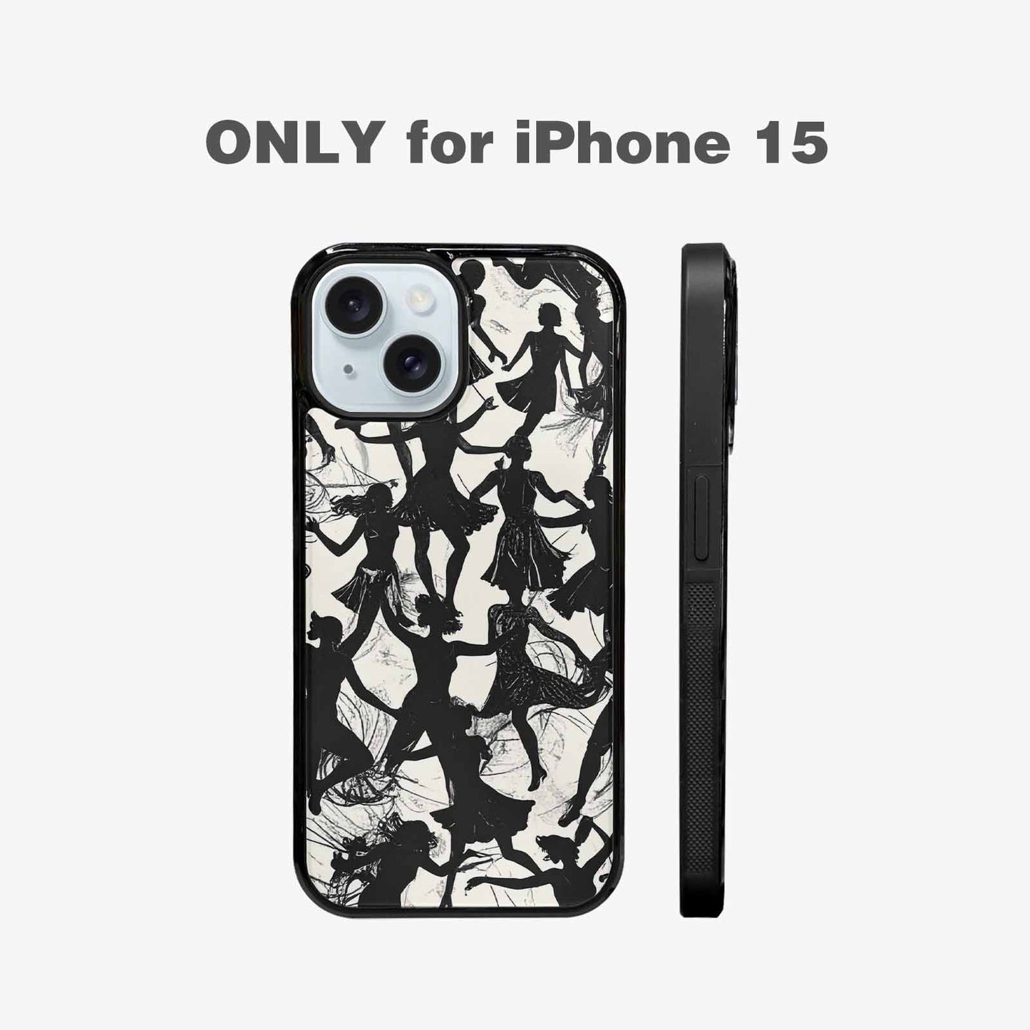 iPhone 15 Case — Bold Dancing Figure Line Art Pattern, Custom Designed Case Cover