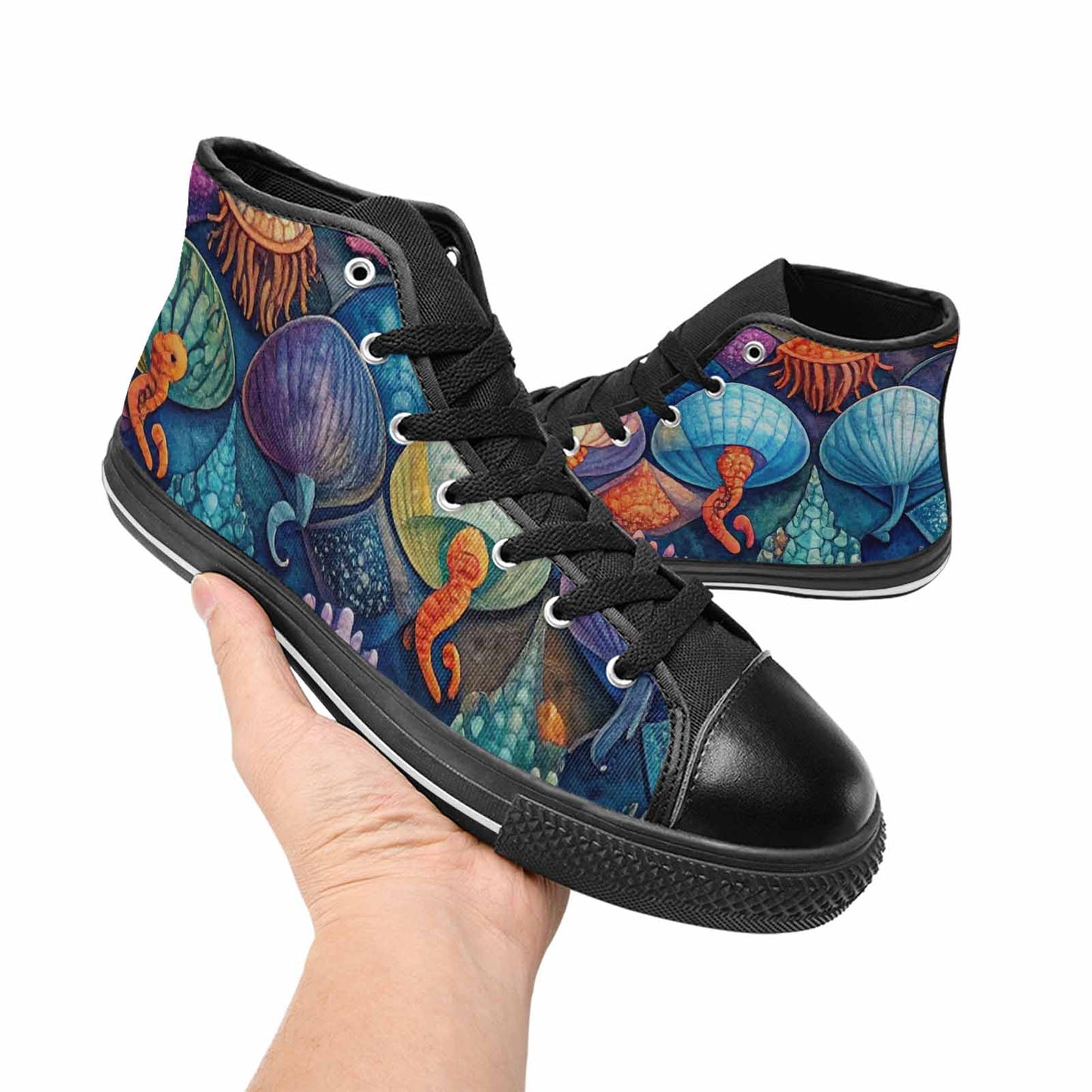 MEN'S Fish Scale Coral High Top Canvas Aesthetic Sneakers