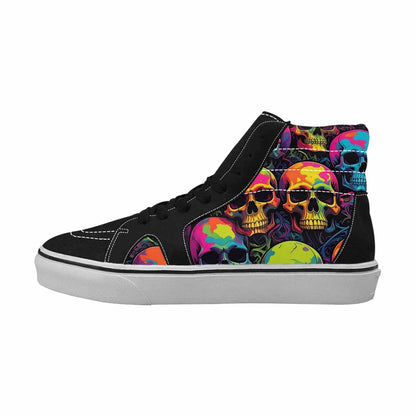 MEN'S 1000s Skulls Neon Camo High Top Canvas Melting Art Sneakers