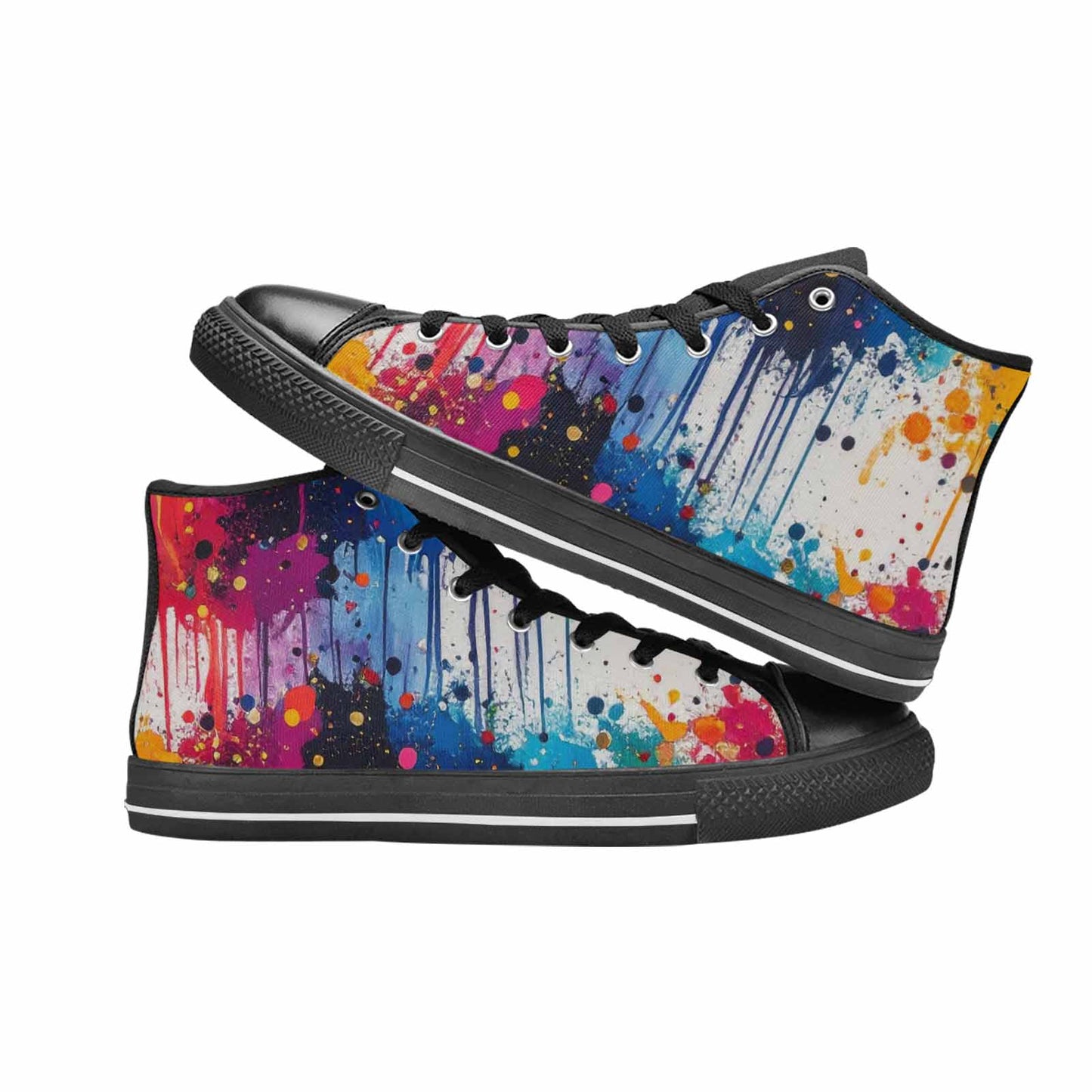 WOMEN'S Paint Splatter High Top Canvas Cottagecore Sneakers