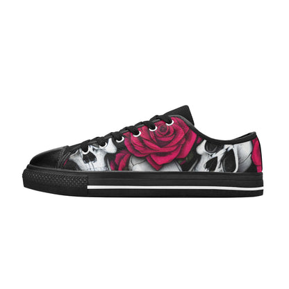 WOMEN'S Cc Skulls Roses 1 Canvas Wallpaper Art Custom Shoes