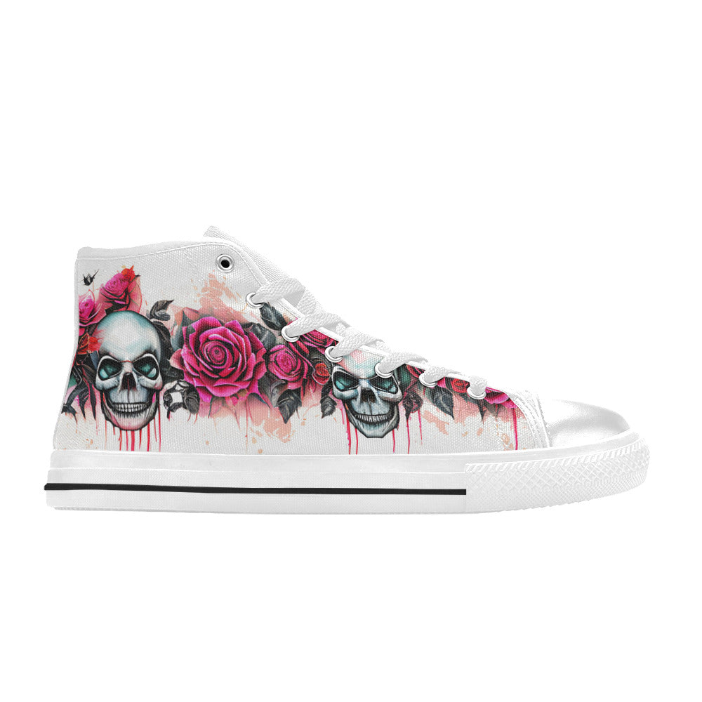 MEN'S Skulls Roses Deluxe 2 High Top Canvas Cottagecore Custom Sneakers