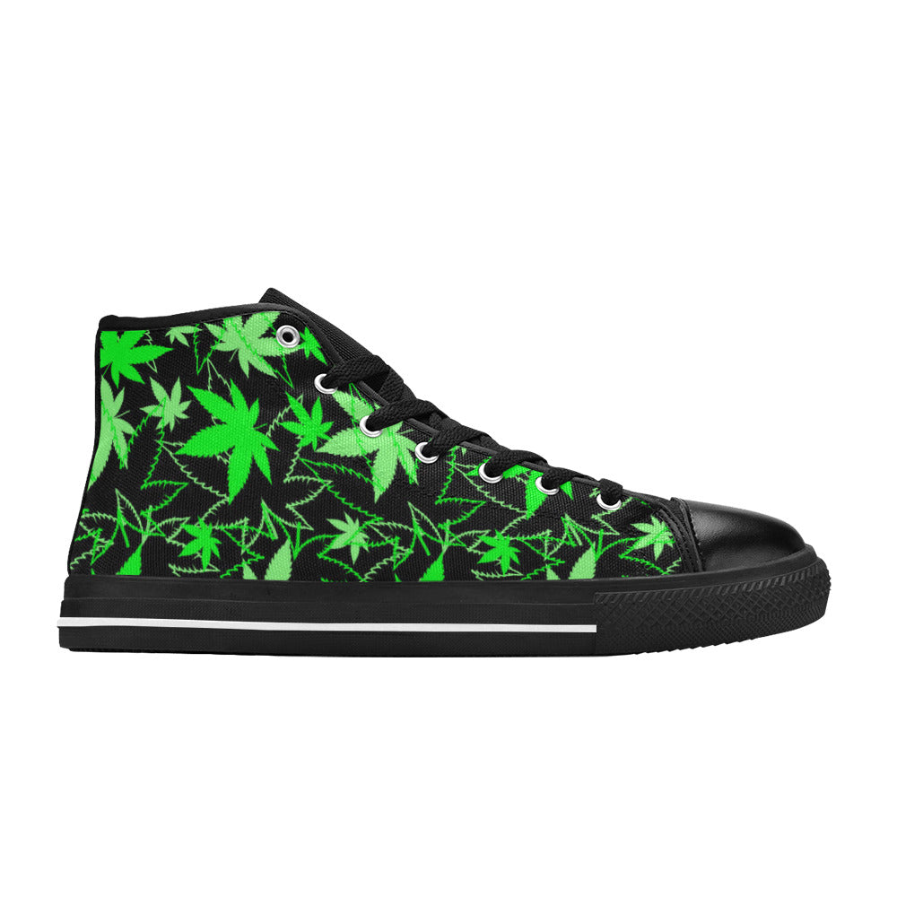 WOMEN'S Cc Weed 420 Art High Top Canvas Vibrant Chaos Custom Shoes