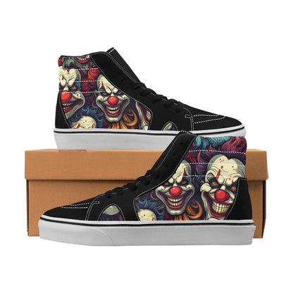 MEN'S Evil Clowns Heads Faces High Top Skateboarding Grunge Custom Sneakers
