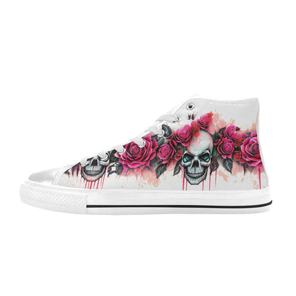 MEN'S Skulls Roses Deluxe 2 High Top Canvas Cottagecore Custom Sneakers