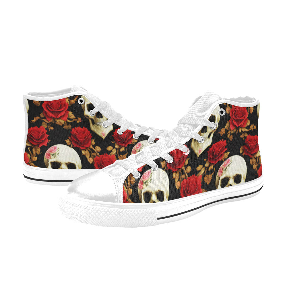 WOMEN'S Rose Skulls High Top Canvas Aesthetic Shoes