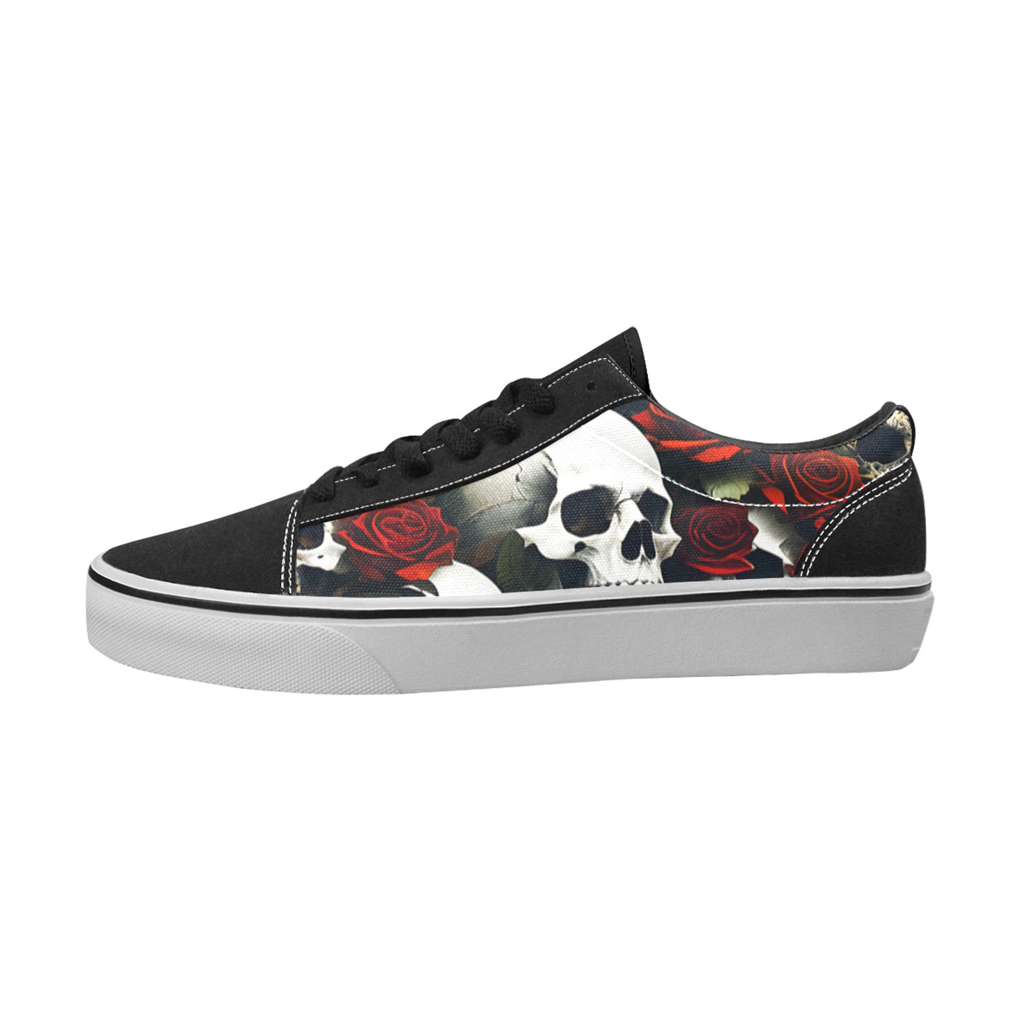 MEN'S Rose Skulls Dark 6 Low Top Skateboarding Surreal Shoes