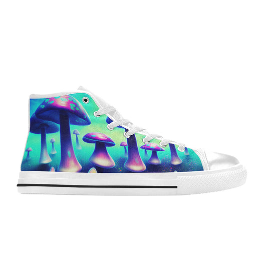 MEN'S Colorful Mushrooms Art Vibe High Top Canvas Grunge Custom Sneakers