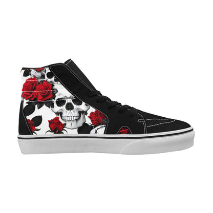 WOMEN'S Skulls Roses Deluxe 7 High Top Skateboarding Dark Academia Custom Sneakers