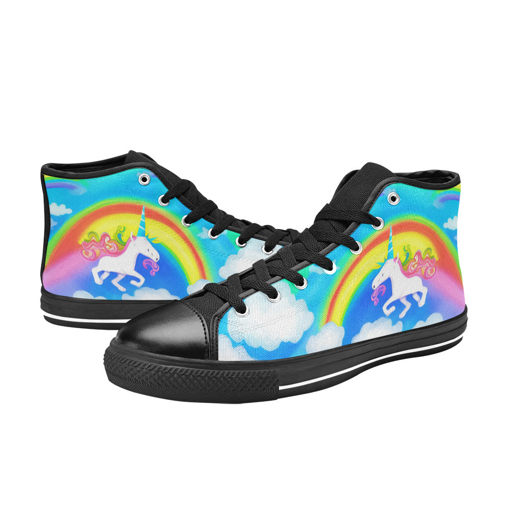 WOMEN'S Abstract Unicorn Art High Top Canvas Cottagecore Custom Sneakers