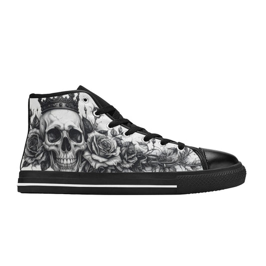 MEN'S Dark Gothic Skull Rose High Top Canvas Vivid Custom Shoes