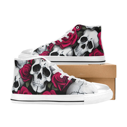 WOMEN'S Cc Skulls & Roses High Top Canvas Grunge Sneakers