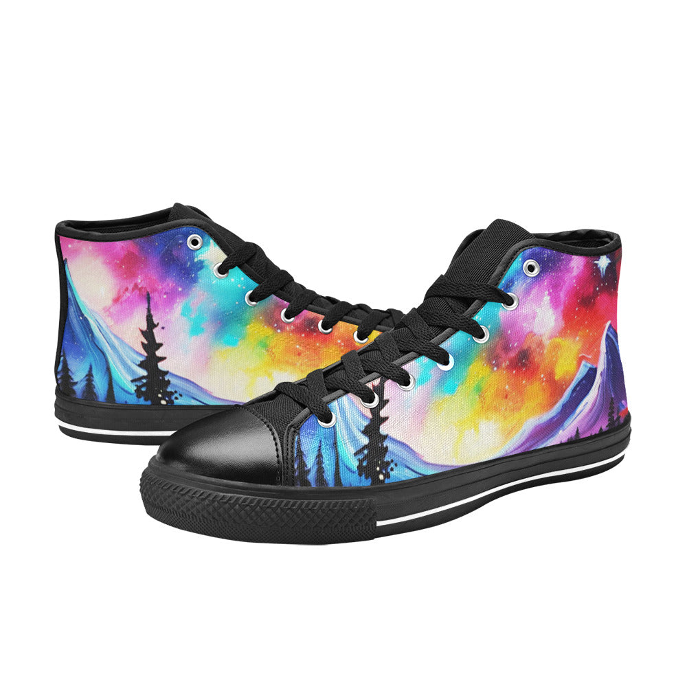 MEN'S Acrylic Colorful Galaxy Art High Top Canvas Cottagecore Custom Shoes