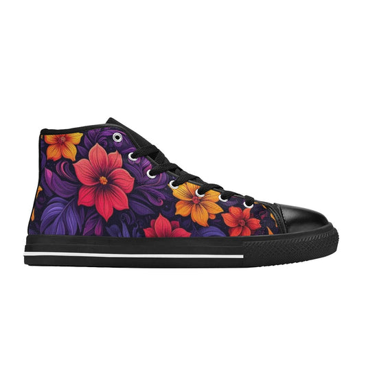 KIDS' Exotic Floral Weave High Top Canvas Dreamcore Custom Shoes