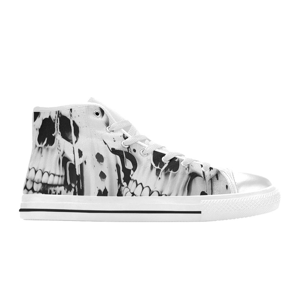 MEN'S Cc Grey Skull Art High Top Canvas Neon Fantasy Custom Shoes