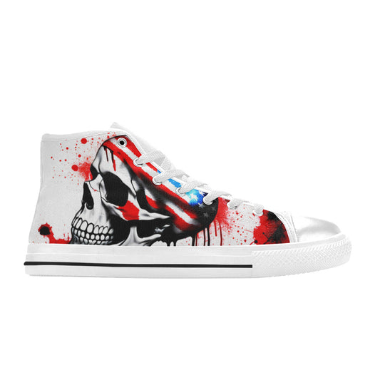 MEN'S Patriotic Splatter Skull Art High Top Canvas Dreamcore Shoes