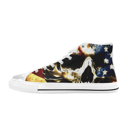 WOMEN'S Patriotic Usa Flag Skull High Top Canvas Dark Academia Custom Shoes