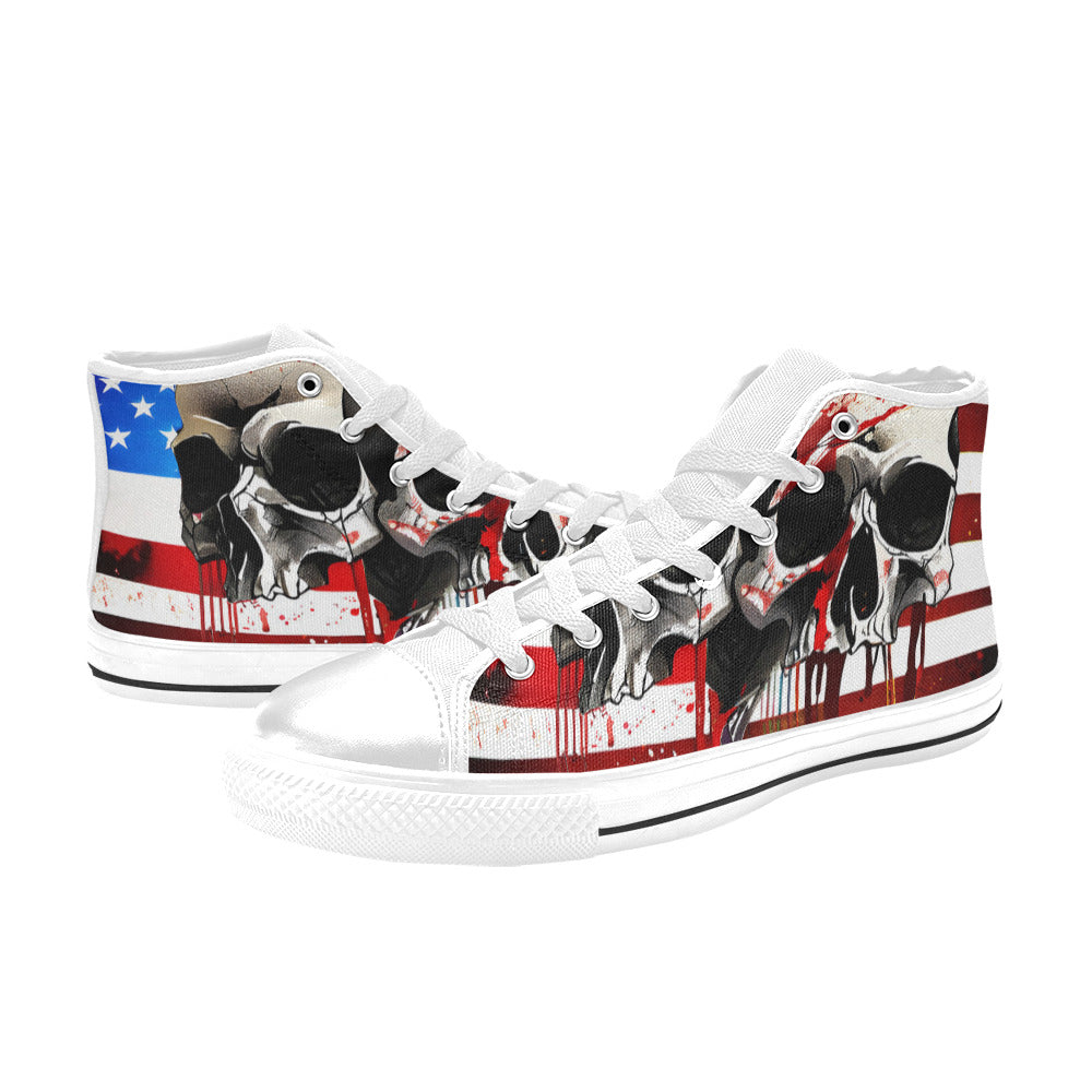 MEN'S Patriotic Skulls Men’S High Top Canvas Grunge Shoes