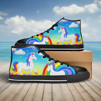Butterfly Rainbow Blue Gold Custom WOMEN Bold Art - Freaky Shoes | Custom Art Sneakers