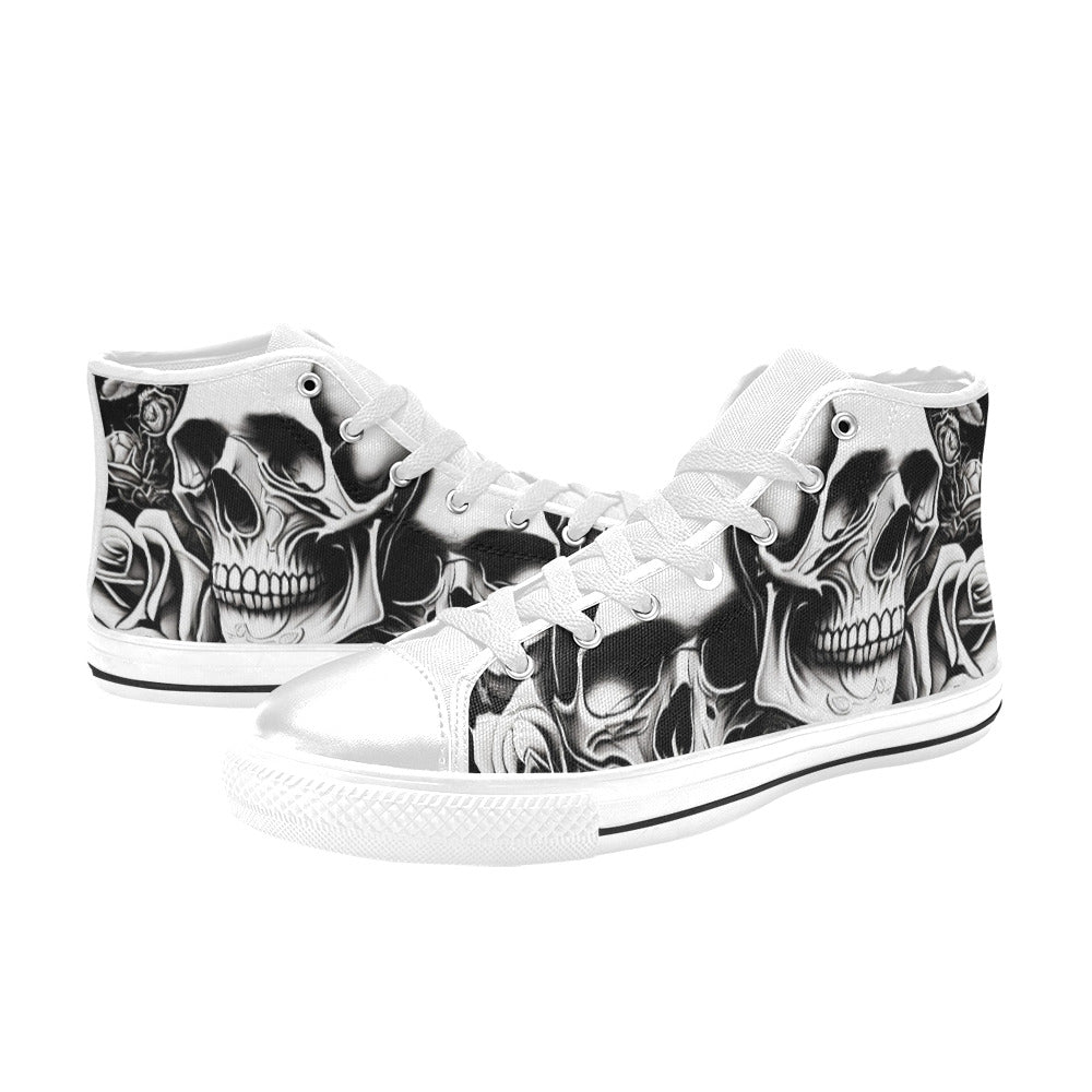 WOMEN'S Cartoon Style Skulls Roses High Top Canvas Dreamcore Custom Sneakers