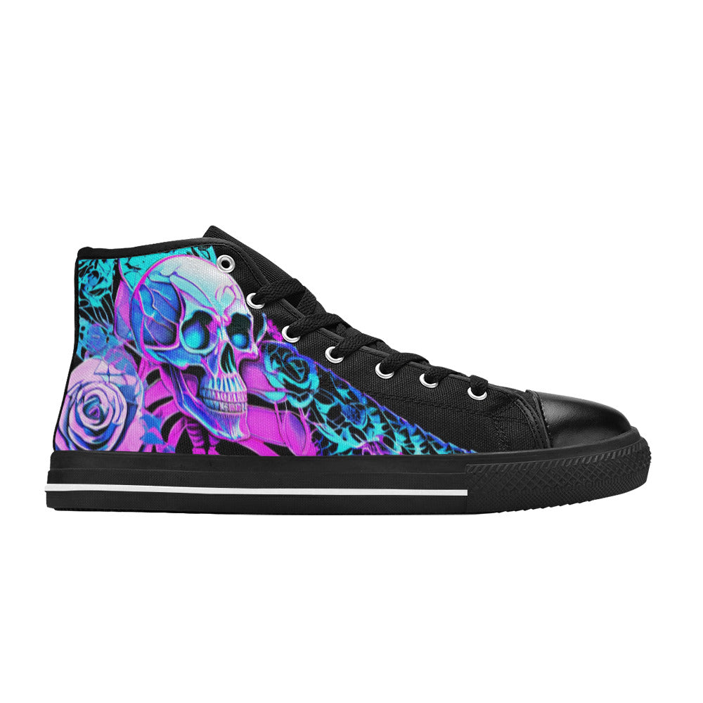 WOMEN'S Butterfly Roses Skulls High Top Canvas Aesthetic Shoes