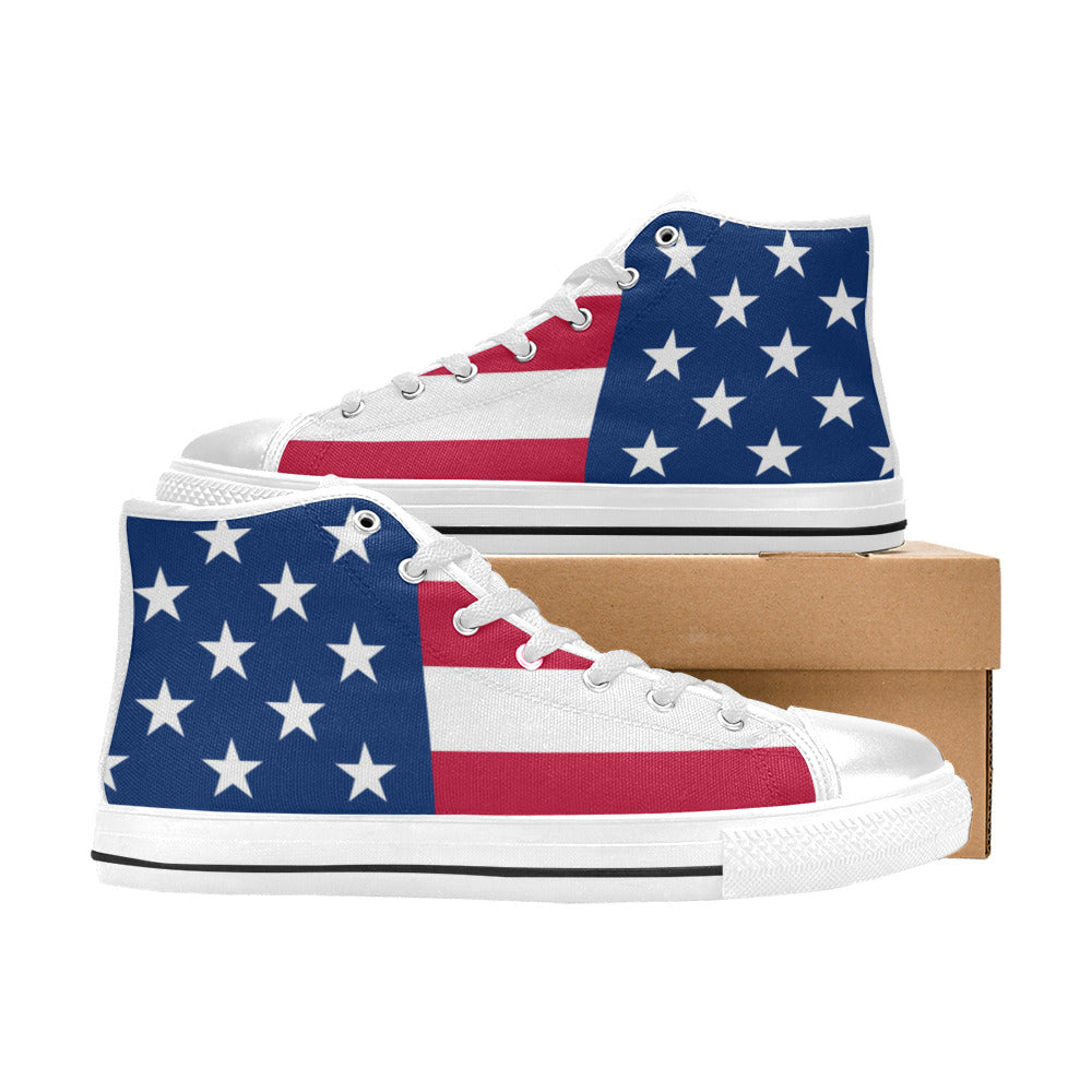 MEN'S Patriotic Shoes Flag Print High Top Canvas Vivid Custom Sneakers