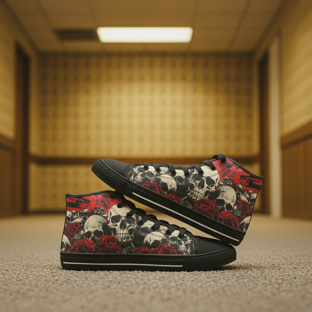 Skull Art Unisex High Top Canvas Shoes