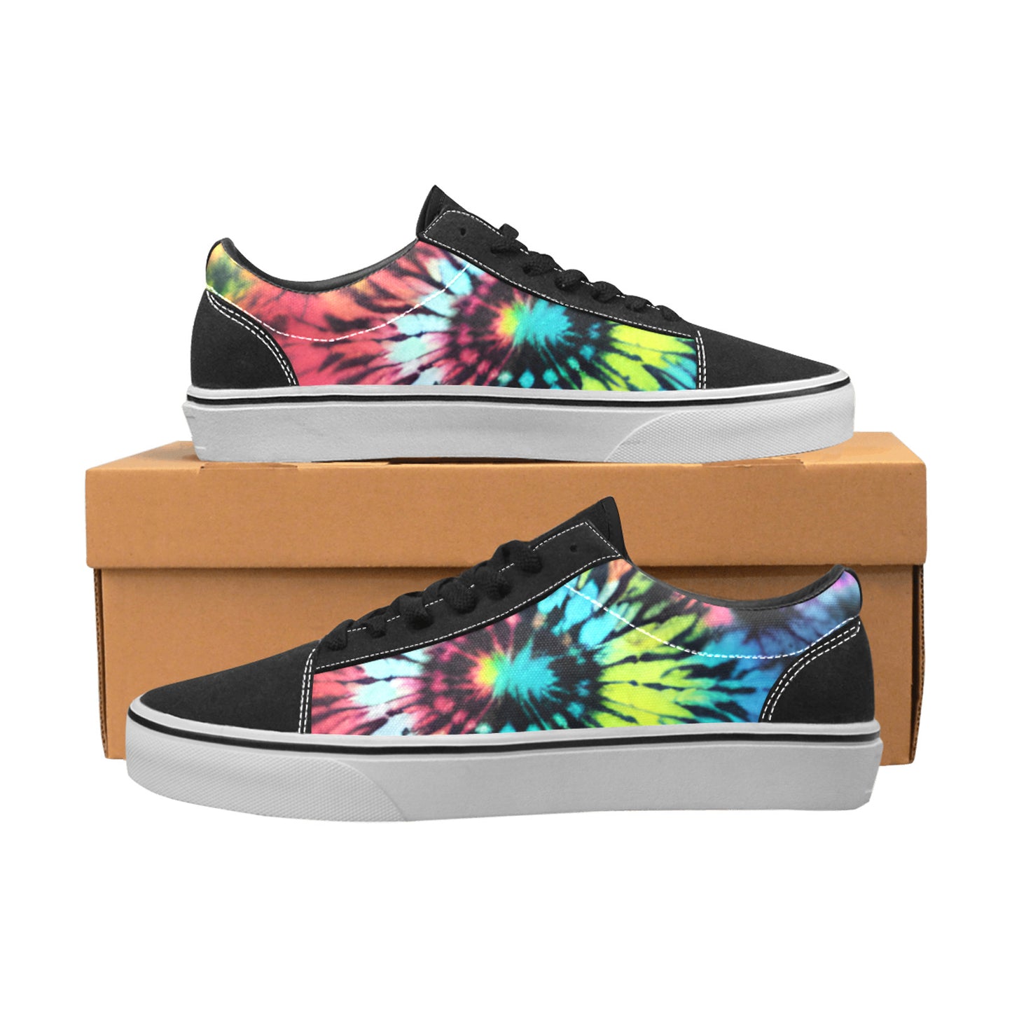 MEN'S Psychedelic Art Tie Dye Low Top Skateboarding Vibrant Chaos Custom Sneakers