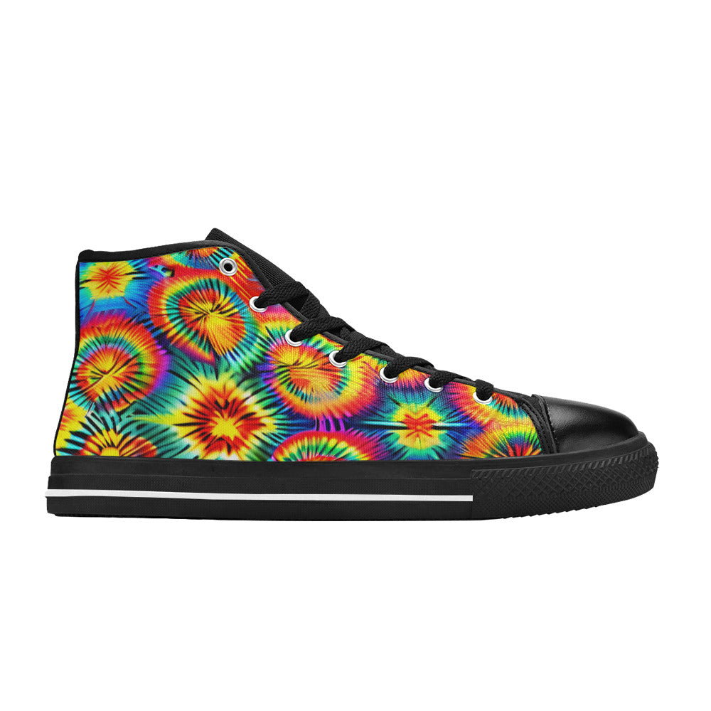 MEN'S Rainbow Tie Dye Men’S High Top Canvas Dark Academia Sneakers