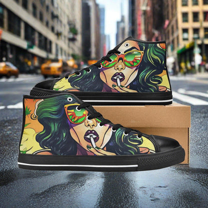 Phoenix Teal Gold Wearable WOMEN Bold Art - Freaky Shoes | Custom Art Sneakers